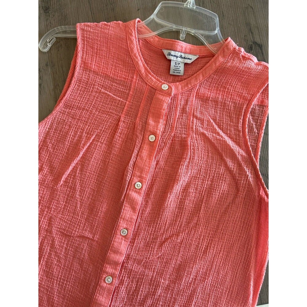 Tommy Bahama Women's Coastview Gauze Sleeveless Top Size S Pink Cotton